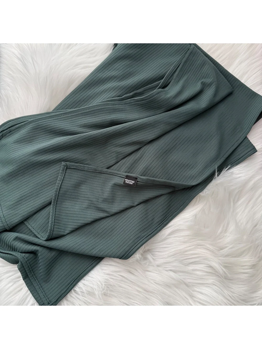 Wrapped Nation Green Ribbed Oversized Wrap Shawl Scarf 74 x 29